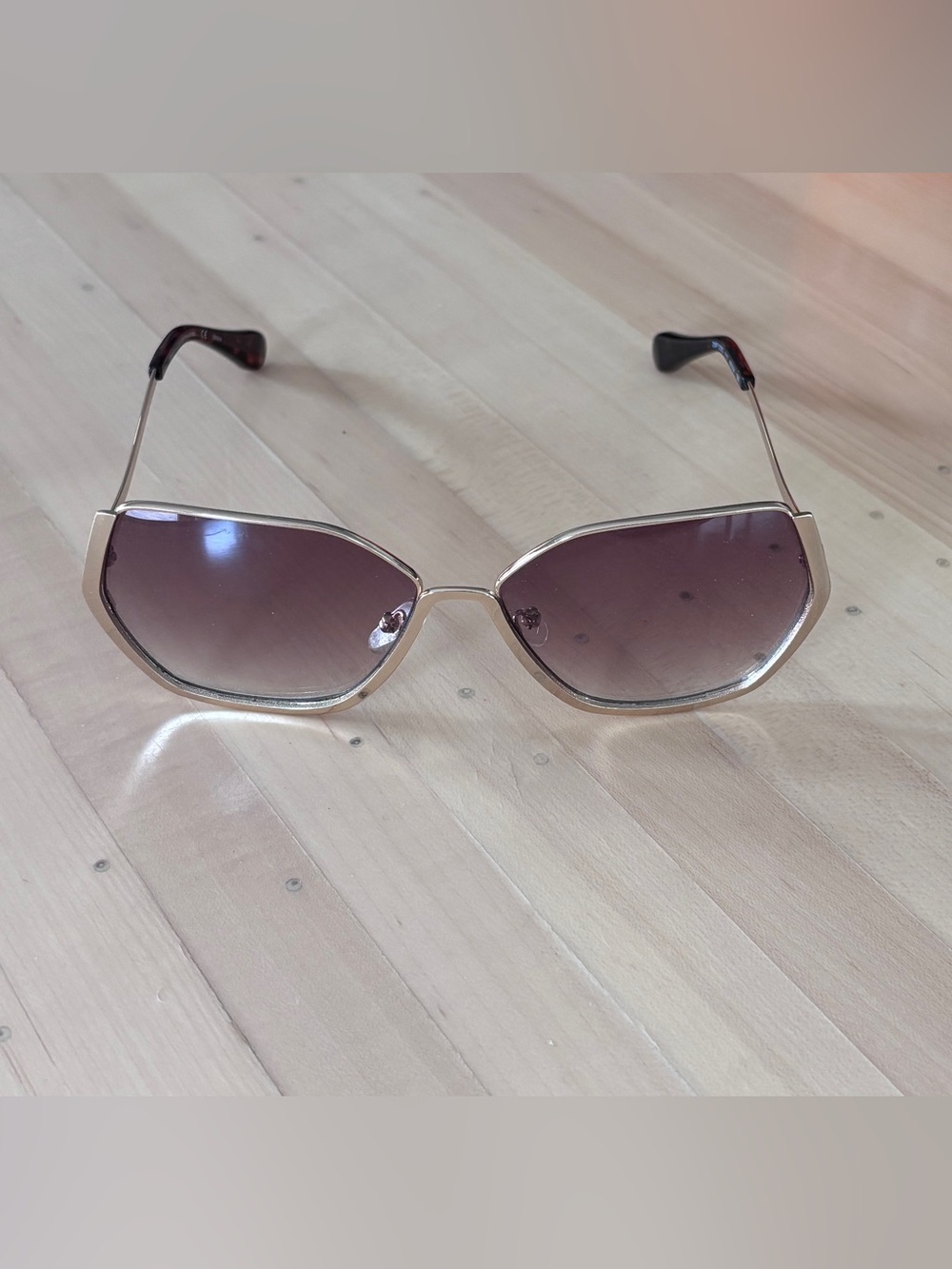 Gold Frame Sunglasses with Purple Gradient Lenses